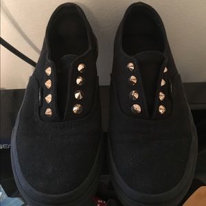 Kids Vans Gold Studed Black slip-on.